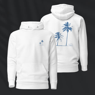 Twin Palms Hoodie | White Cerulean